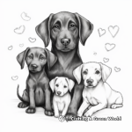 Loving Family of Black Labs Coloring Sheets 2