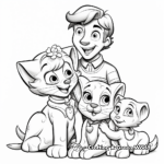 Loving Family of Dogs and Cats Coloring Pages 1