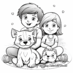 Loving Family of Dogs and Cats Coloring Pages 4