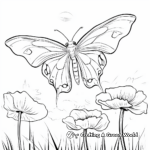 Luna Moth on Flower: Nature Scene Coloring Pages 3