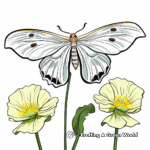 Luna Moth on Flower: Nature Scene Coloring Pages 4