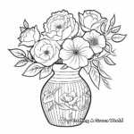 Luxury Peony Vase Coloring Pages for Adults 2
