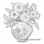 Luxury Peony Vase Coloring Pages for Adults 3