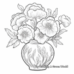 Luxury Peony Vase Coloring Pages for Adults 4