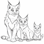 Lynx Family Coloring Pages: Male, Female, and Cubs 1