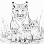 Lynx Family Coloring Pages: Male, Female, and Cubs 3