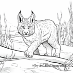Lynx Hunting in Snow Coloring Pages 1