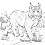 Lynx Hunting in Snow Coloring Pages 2