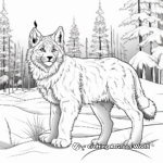 Lynx in the Wild: Winter-Scene Coloring Pages 1
