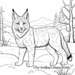 Lynx in the Wild: Winter-Scene Coloring Pages 3