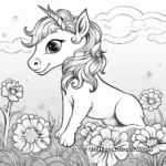 Magical Daydreaming Unicorn Under a Rainbow Coloring Pages 1