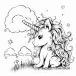 Magical Daydreaming Unicorn Under a Rainbow Coloring Pages 3