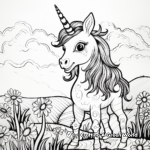 Magical Daydreaming Unicorn Under a Rainbow Coloring Pages 4