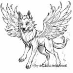 Magical Elemental Flying Winged Wolf Coloring Pages 1