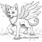 Magical Elemental Flying Winged Wolf Coloring Pages 2