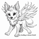 Magical Elemental Flying Winged Wolf Coloring Pages 3