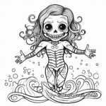 Magical Mermaid Skeleton Coloring Pages 4