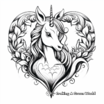 Magical Rainbow Unicorn Heart Coloring Pages 2
