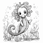 Magical Rainbow Unicorn Seahorse Coloring Pages 2