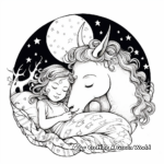 Magical Slumber: Fairy and Sleeping Unicorn Coloring Pages 4