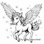 Magical Sparkling Flying Unicorn Coloring Pages 1