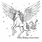 Magical Sparkling Flying Unicorn Coloring Pages 3