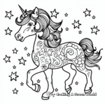 Magical Unicorn with Stars Coloring Pages 1