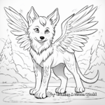 Magical Winged Wolf: Fairy Land Coloring Pages 1
