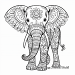 Majestic African Henna Elephant Coloring Pages 2
