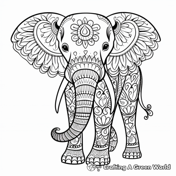 Henna Elephant Coloring Pages - Free &amp; Printable!