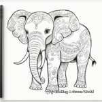 Majestic African Henna Elephant Coloring Pages 3