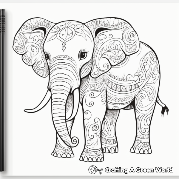 Henna Elephant Coloring Pages - Free &amp; Printable!