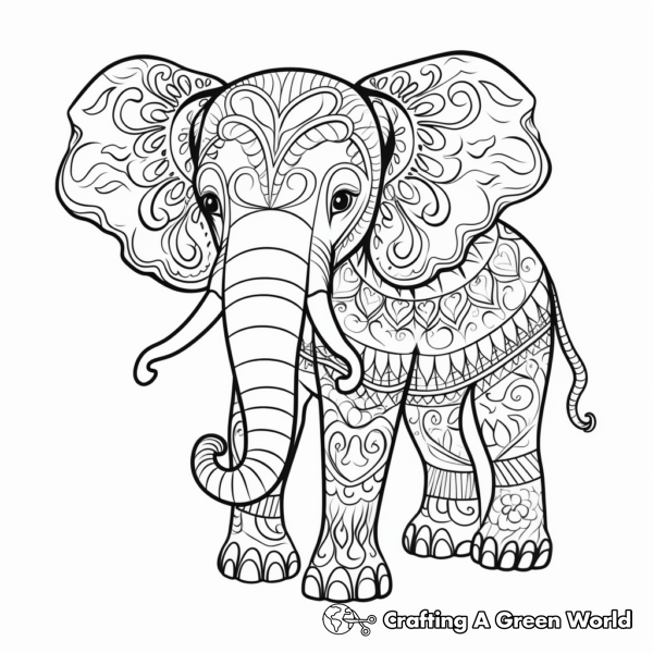 Henna Elephant Coloring Pages - Free &amp; Printable!