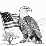Majestic Bald Eagle and American Flag Coloring Page 1