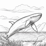 Majestic Humpback Whale against a Sunset Sky Coloring Page 1