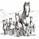 Majestic Mustang Herd Coloring Pages for Adults 2
