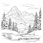 Majestic Snow-capped Mountain Coloring Pages 1