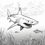 Mako Shark Encounter: Diver Scene Coloring Pages 4