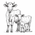 Male, Female, and Calf Cow Family Coloring Pages 1