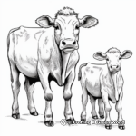 Male, Female, and Calf Cow Family Coloring Pages 3
