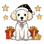 Maltipoo in Festive Outfits Coloring Pages 1