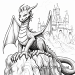 Medieval Dragon and Castle Coloring Pages 1