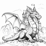 Medieval Dragon and Castle Coloring Pages 2