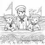 Memorial Day Sailors at Sea Coloring Page 1