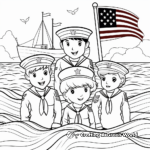 Memorial Day Sailors at Sea Coloring Page 2