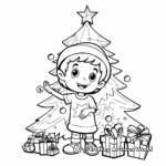 Merry Elf on the Shelf with Christmas Tree Coloring Pages 2
