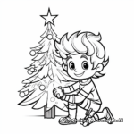 Merry Elf on the Shelf with Christmas Tree Coloring Pages 3