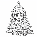 Merry Elf on the Shelf with Christmas Tree Coloring Pages 4