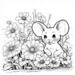Mice with Flowers: Nature Scene Mouse Coloring Pages 2