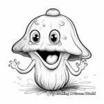 Mid-jump Mushroom Frog Coloring Page 1